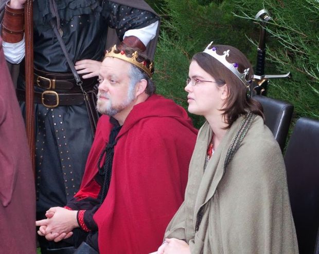 Norman Cates playing King Arthur, with his queen, Guinevere, played by Jenni Sands
