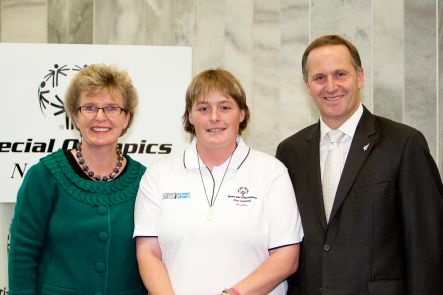 Kathy Gibson, Crystal Frethey and John Key