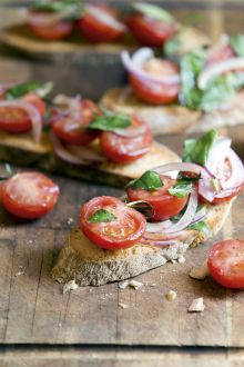 Smoked tomato and basil bruschetta