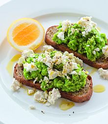 Broadbean bruschetta image Lou and Ant Bentley