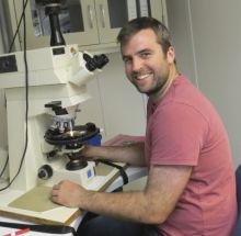 Alan at his microscope